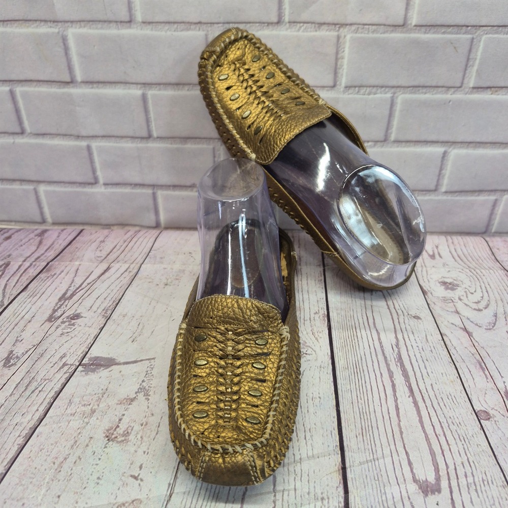 Sonoma Goods for Life Womens Metallic Bronze Woven Studded Mules Loafers 7.5